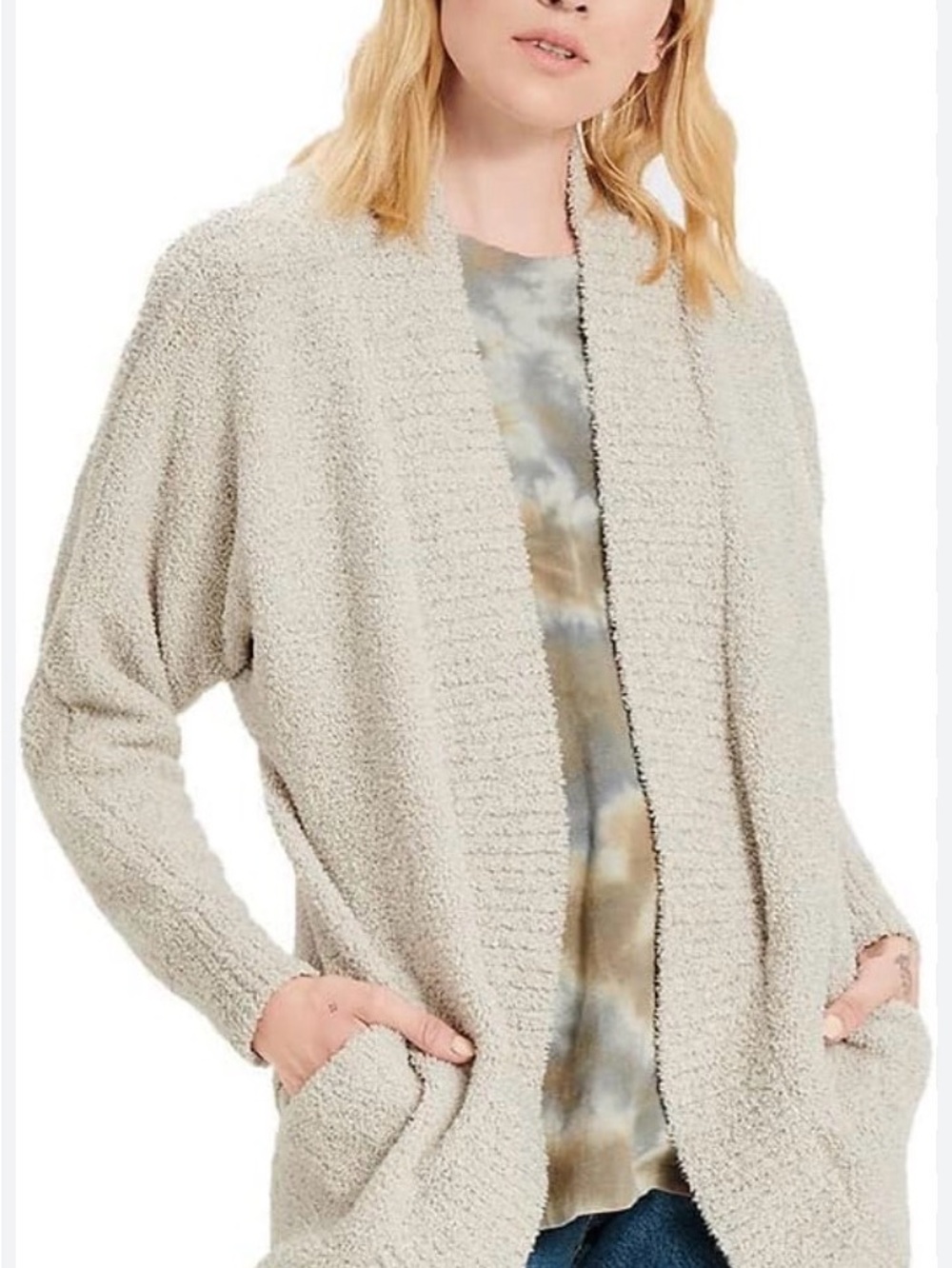 UGG Fremont Fluffy Knit cardigan  in cream XL